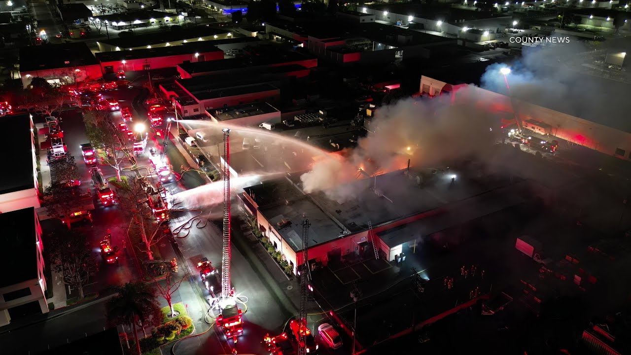 Massive 3-Alarm Fire Rips Through Commercial Building | Santa Ana, CA