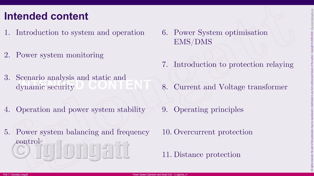 Power Systems Operation and Smart Grid - Module presentation ENGLISH