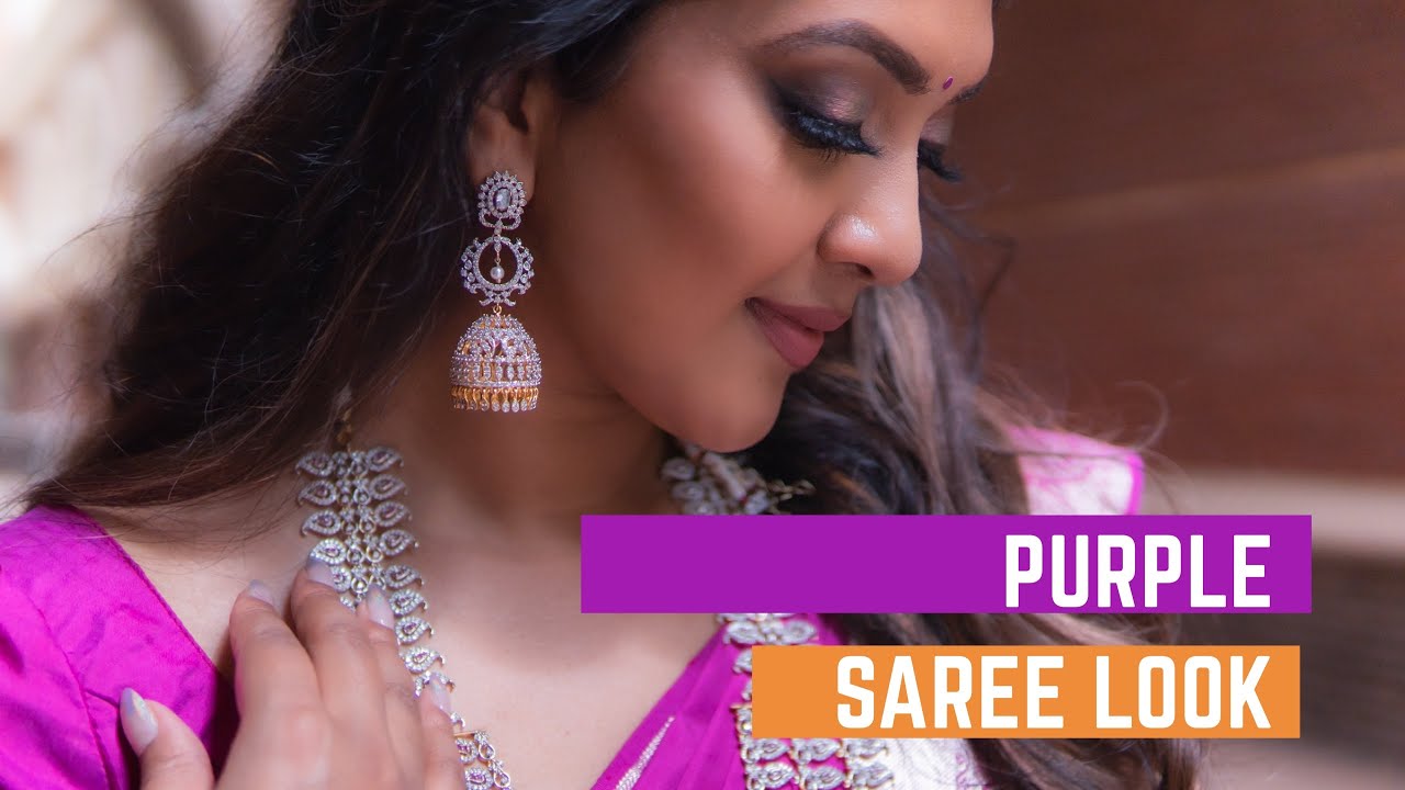 Purple Saree Look | Vithya Hair and Makeup