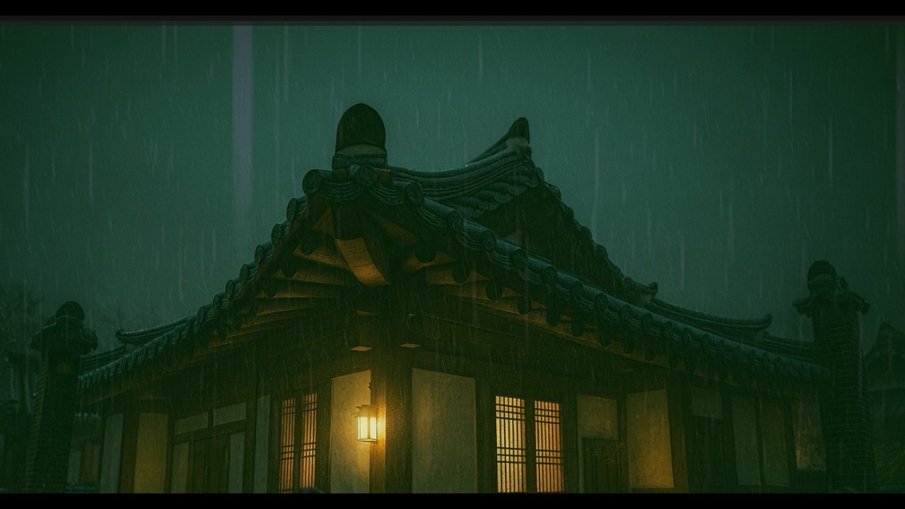Rain on Traditional Korean Giwa House  Peace & Calm  10 Hours