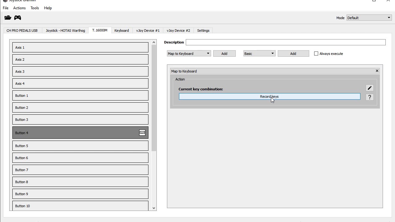 Map button to keyboard