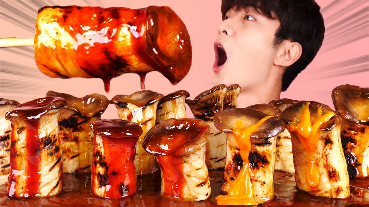 RUS SUB)языка Дерикийский Лёг Еда Mukbang🍄King Oyster Mushroom Korean ASMR 후니 Hoony Eatingsound