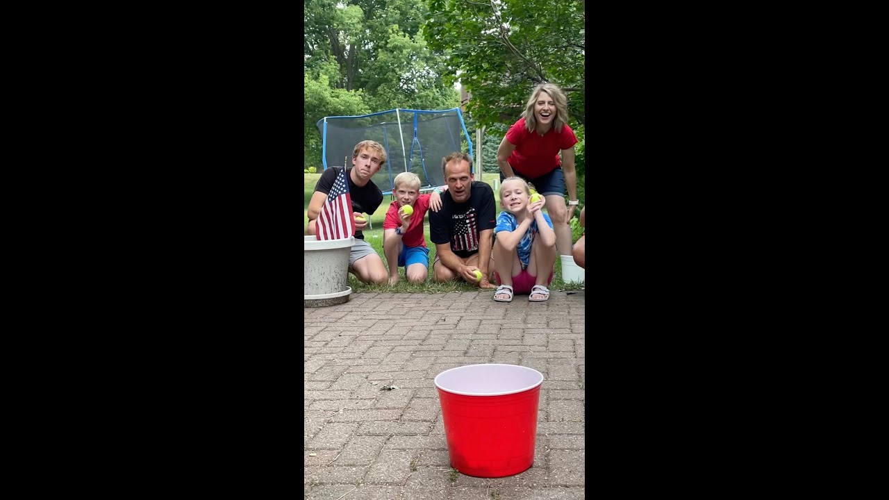 Backyard Bucket Ball Bounce Prank!