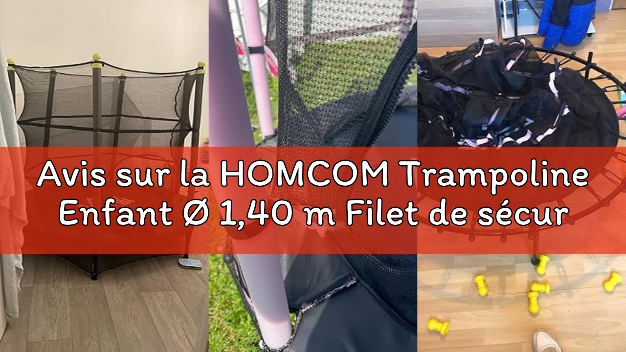 Avis sur la HOMCOM Trampoline Enfant Ø 1,40 m Filet de sécurité Porte zipée Couvre-Ressorts 6 poteau