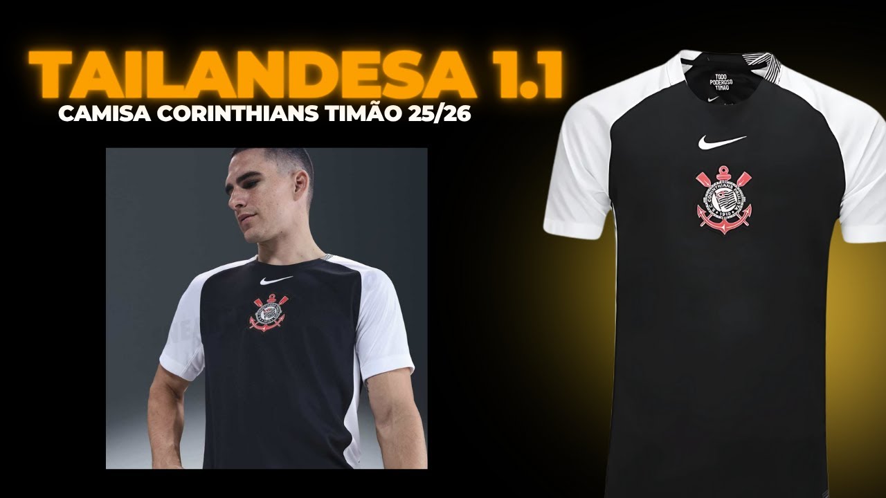 (UNBOXING) CAMISA CORINTHIANS TIMÃO PRETA 25/26 - CAMISAS DE TIME TAILANDESAS 1.1