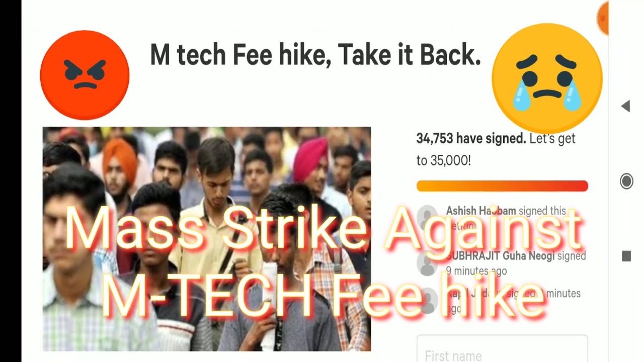 M-Tech fee hike, mass strike against fee hike|| sign in for support