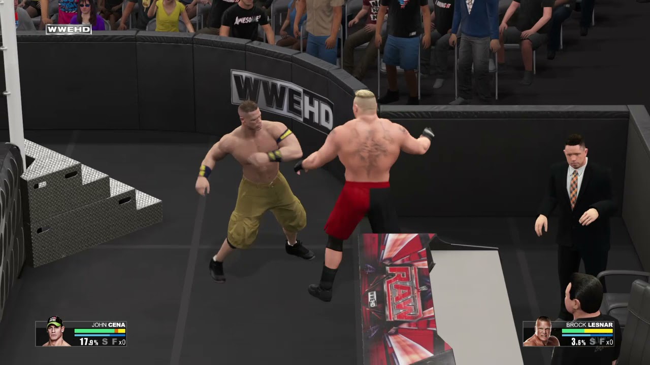 WWE 2K15. John cena vs brock lesnar.Extreme rules. Champion