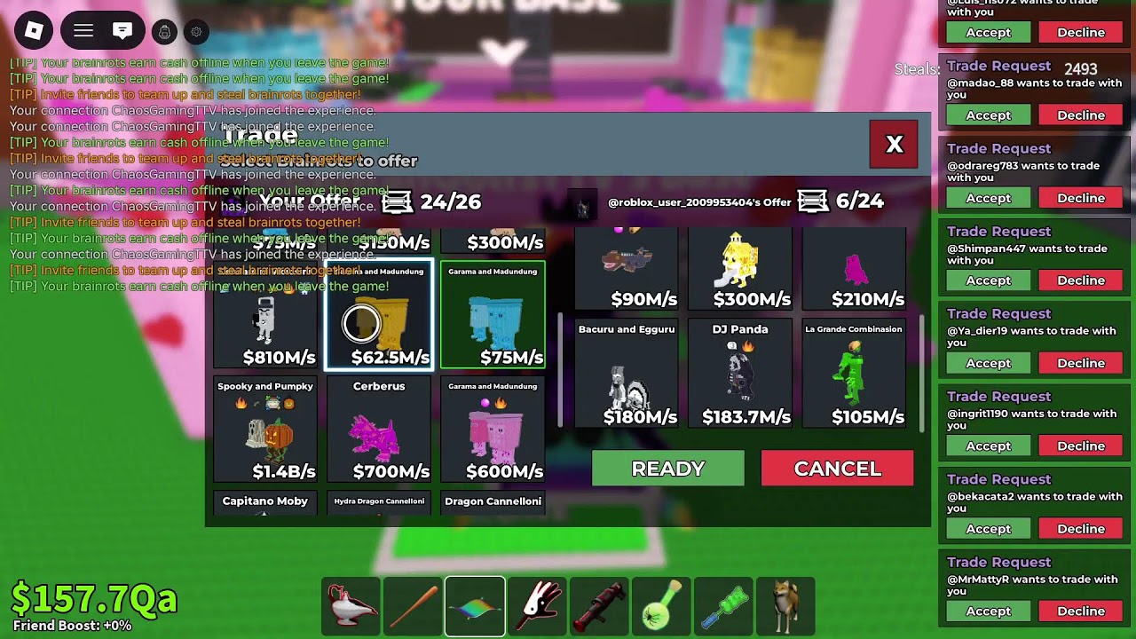 👍TRADING ON STEAL A BRAINROT USING NEW MACHINE 👍LIVE 👍ADD: MilkmanGolfsTTV