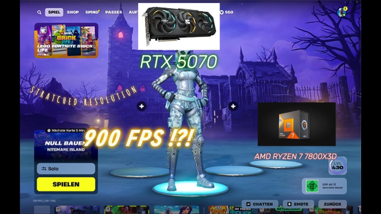 RTX 5070 + Ryzen 7 7800X3D | Fortnite Battle Royale | Performance Mode | Stretched Resolution