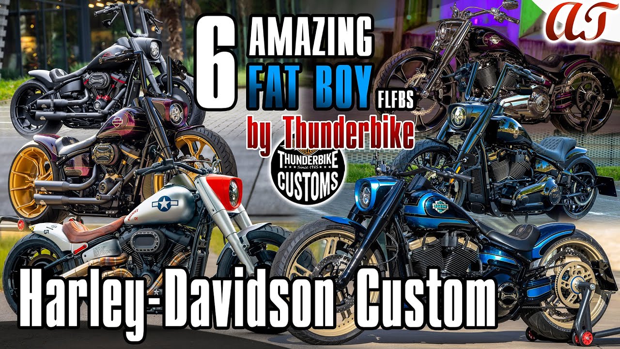 6 ПОТРЯСАЮЩИХ кастомных мотоциклов Harley-Davidson FAT BOY FLFBS [4K] * A&T Design