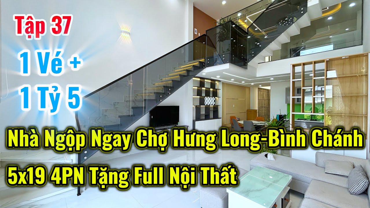 Nhà Ngộp Ngay Chợ Hưng Long Bình Chánh , Tặng Full Nội Thất 5x19 1 Lầu 1 Lửng 4Pn | 1T5 Nhận Nhà