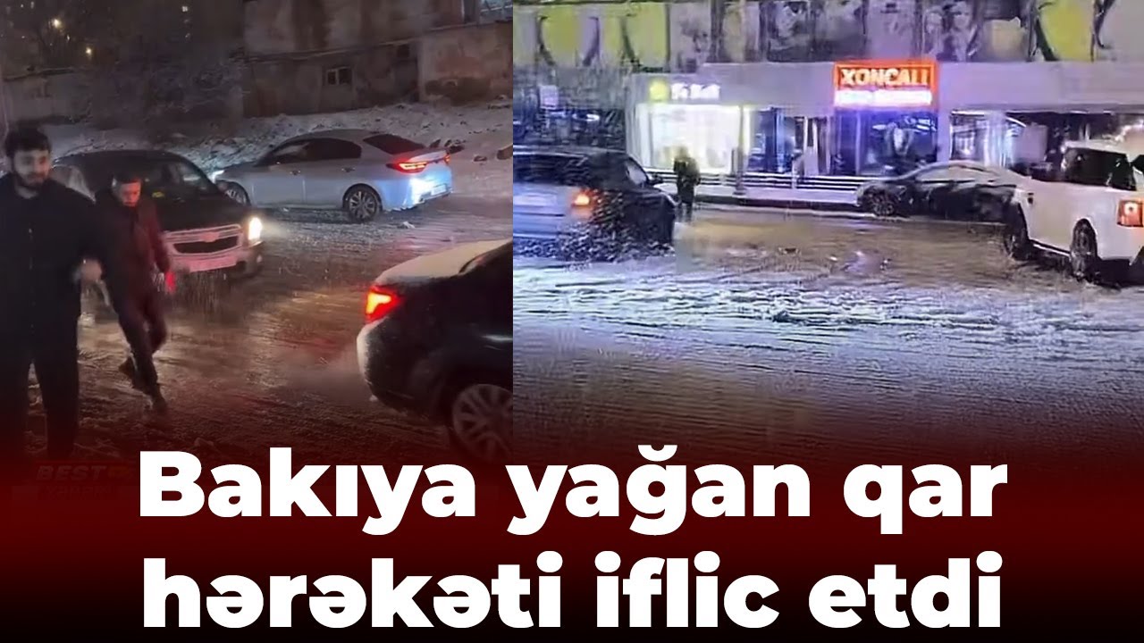 Bakıya qar yağır, bu yollarda hərəkət çətinləşdi