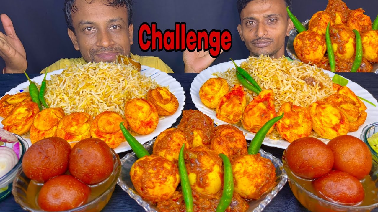 Spicy Biryani With Egg Kosha, Masala Egg Eating Challenge || Gulab Jamun || Eating Competition 