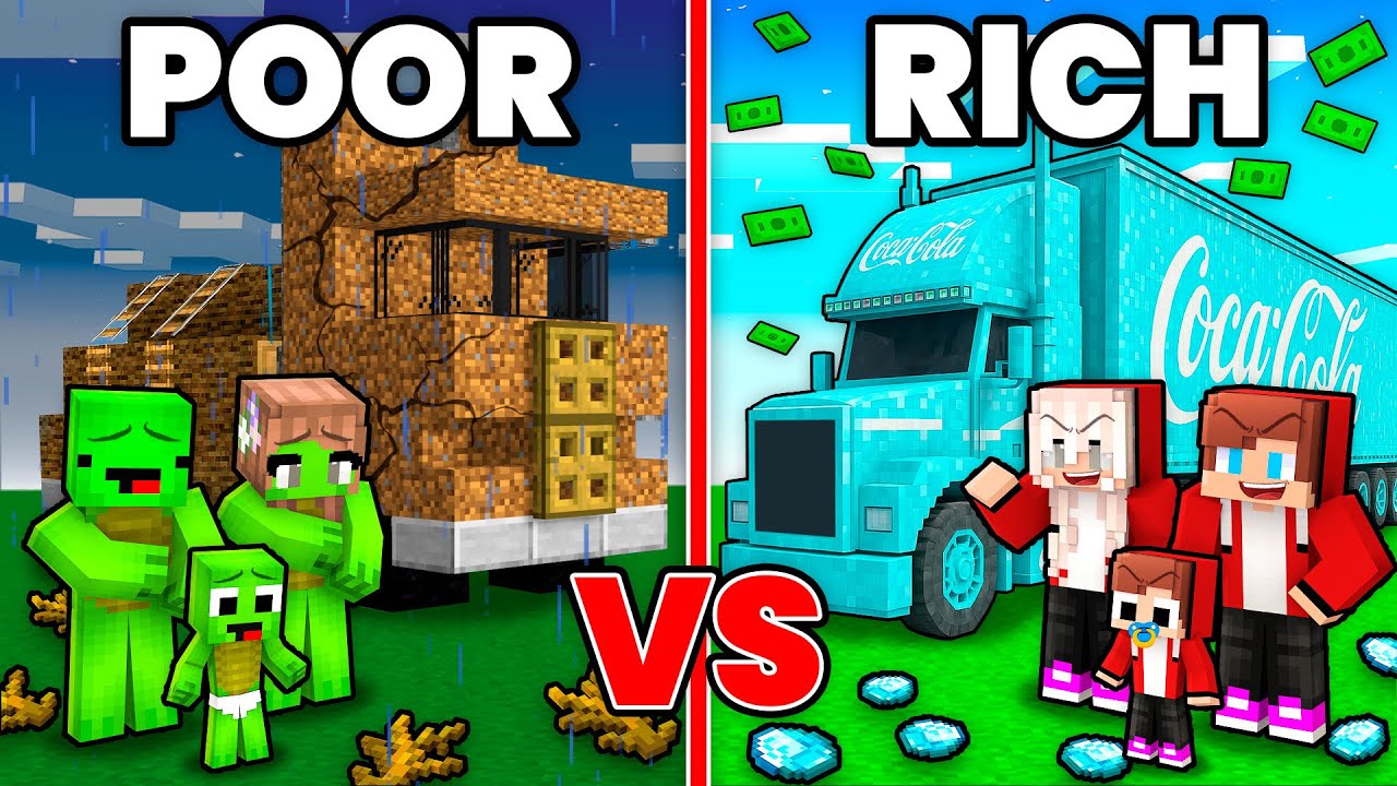 Mikey POOR vs JJ RICH Truck Family in Minecraft (Maizen Mazien Mizen)