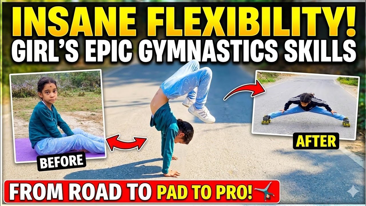 Yoga calisthenics practice age 8 years 😱|| कुत्ते के डर से बच्ची गिर गयी 🥺😑 || scatting girl 🎯 