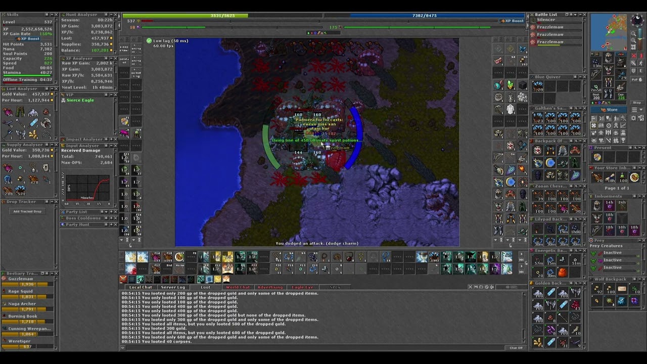 Tibia - West Roshamuul (Full Utito) - SOLO RP 536 - 5.5kk RAW xp/h & 660k profit/h