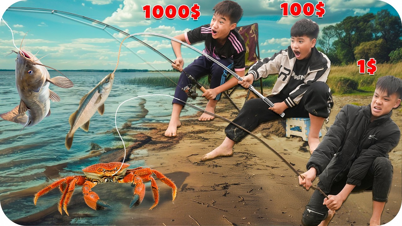 Thử Thách Câu Cá Đấu Giá Cần Câu 1$ Vs 100$ | Ai Câu Được Cá To Nhất | Minh Khoa TV