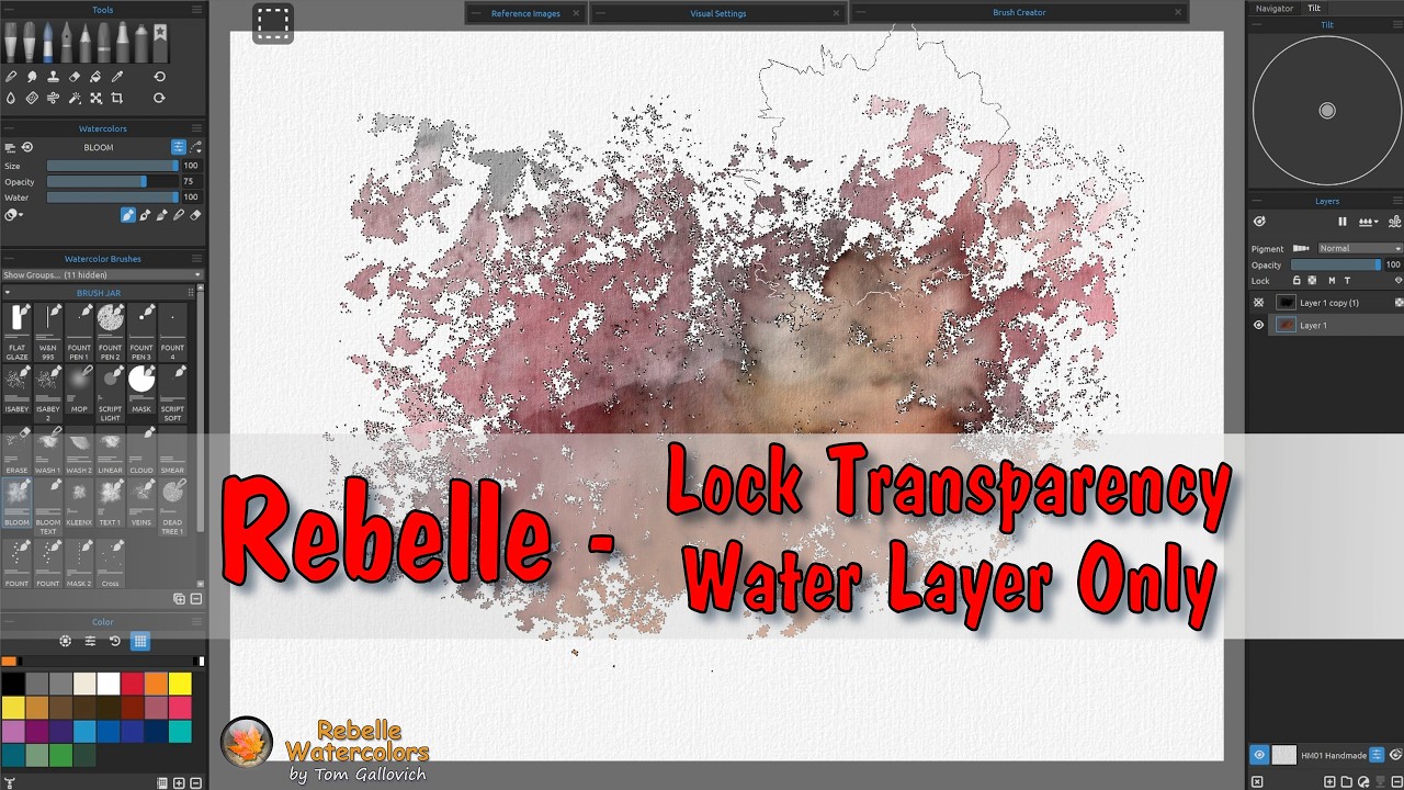 Rebelle 5, 6, &  7 - Lock Transparency Water Layer Only #rebelle #rebellewatercolor #rebelle5