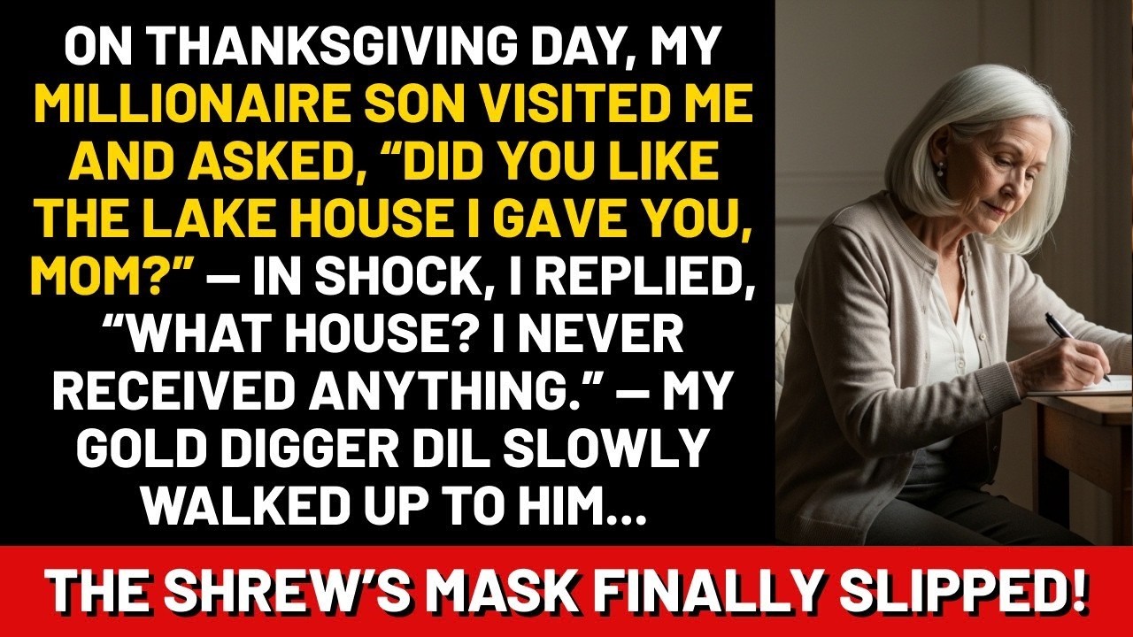 On Thanksgiving Day, my millionaire son visited me and asked, “Did you like the lake house I gave..