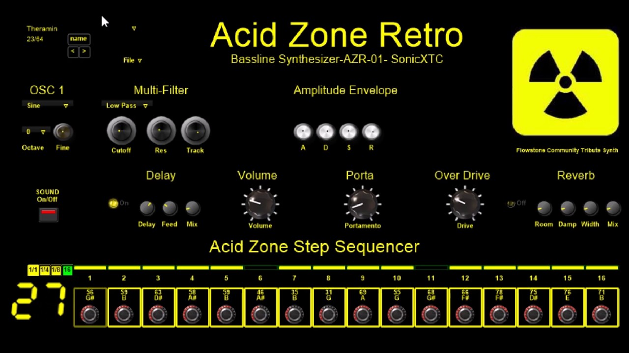 Acid Zone RETRO bassline synthesizer by sonicXTC