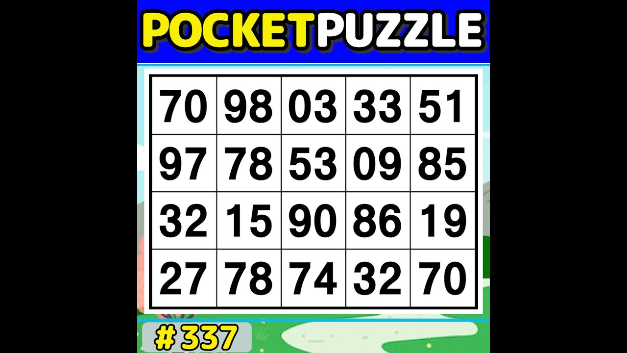 【Pocket Puzzle】 Perfect for daily brain exercises! 《Number Search|Brain training》 #337