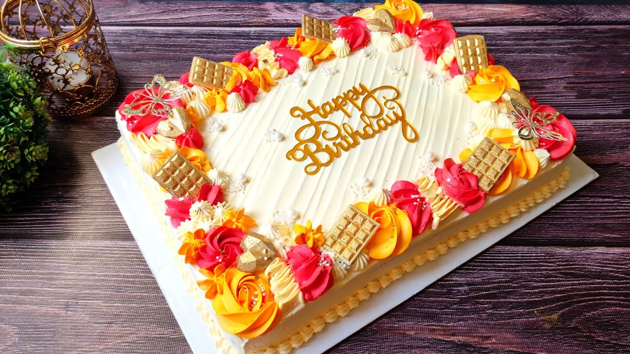 অরেঞ্জ ফ্লেভারের ৩ পাউন্ডের ট্রেন্ডিং কেক | Viral Sheet Cake Recipe | Rectangle Cake Decoration |
