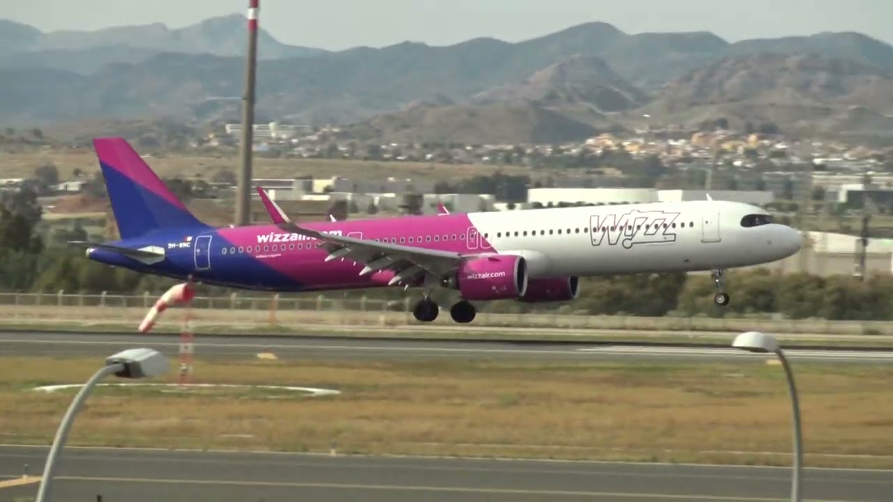 Wizz Air Airbus 321Neo 9H-WNC Landing Malaga LEMG