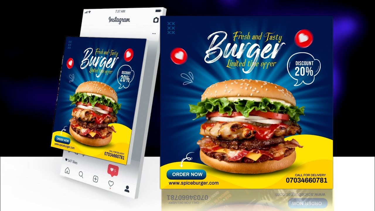 PixelLab Tutorial - How to Create  Flyer in PixelLab as a Beginner (Food & Restaurant Flyer Design)