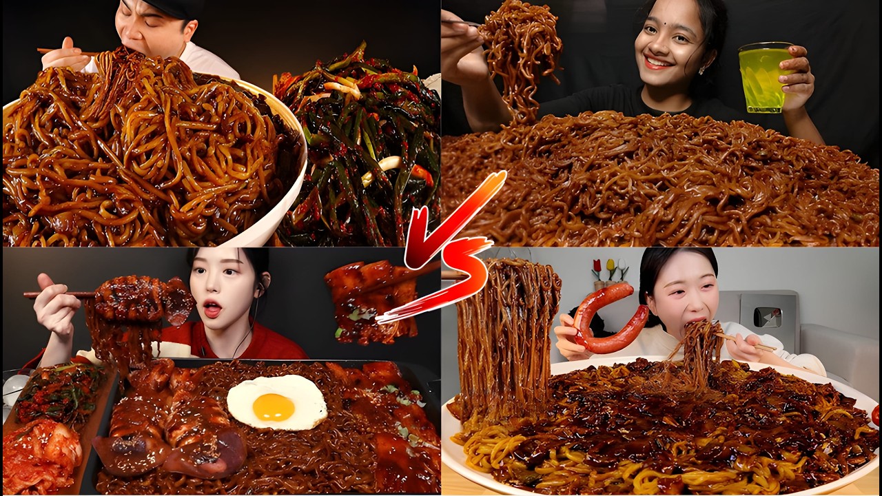 BLACK BEAN NOODLES ASMR 🤤⚫ This Mukbang Is Pure Satisfaction