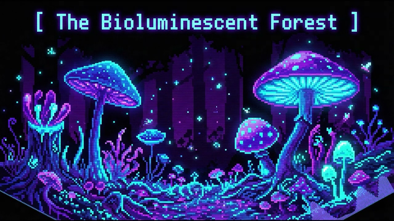 Bioluminescent Forest | Glowing 16-bit Fantasy Music [ 1 Hour Loop ]