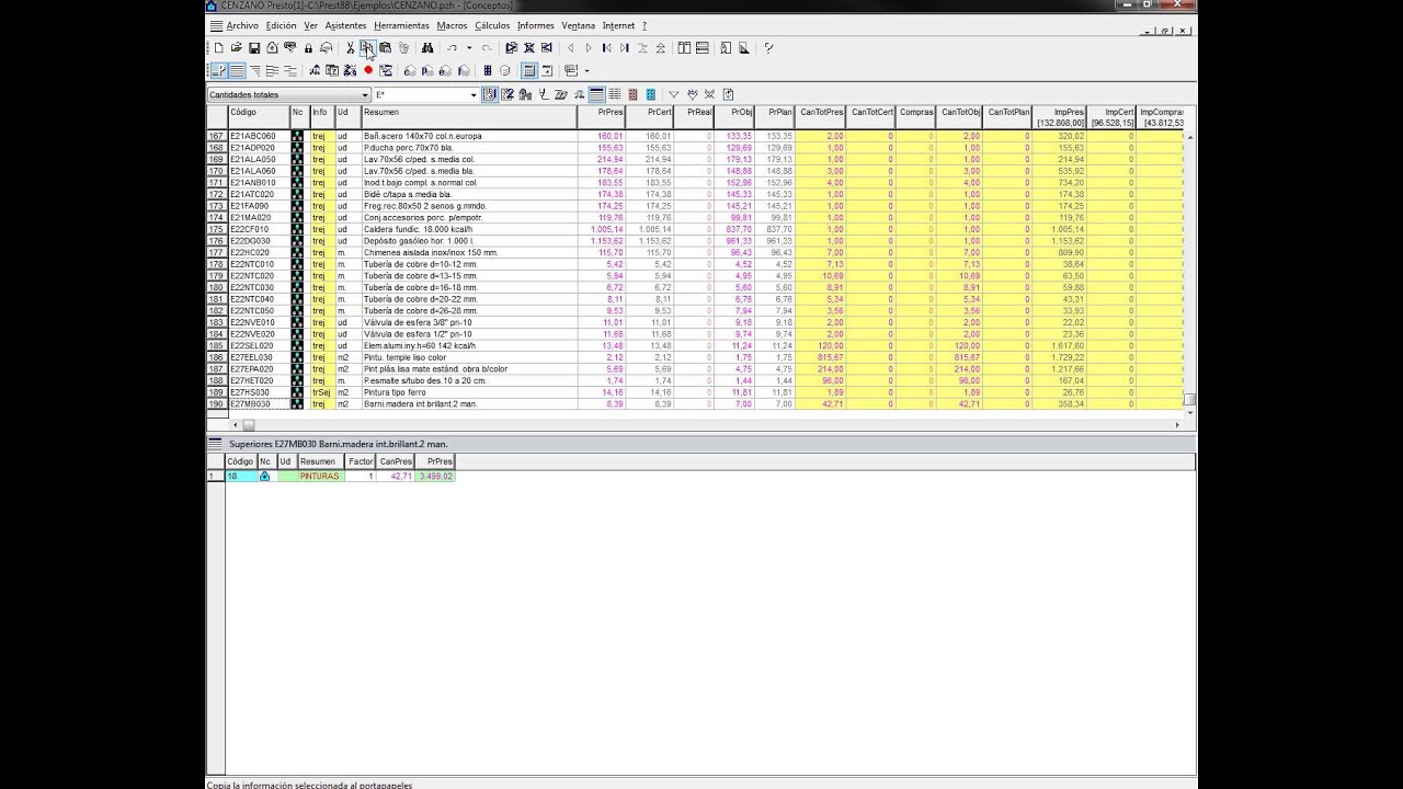PRESTO 8.8 COSTE INDIRECTO EN PARTIDAS