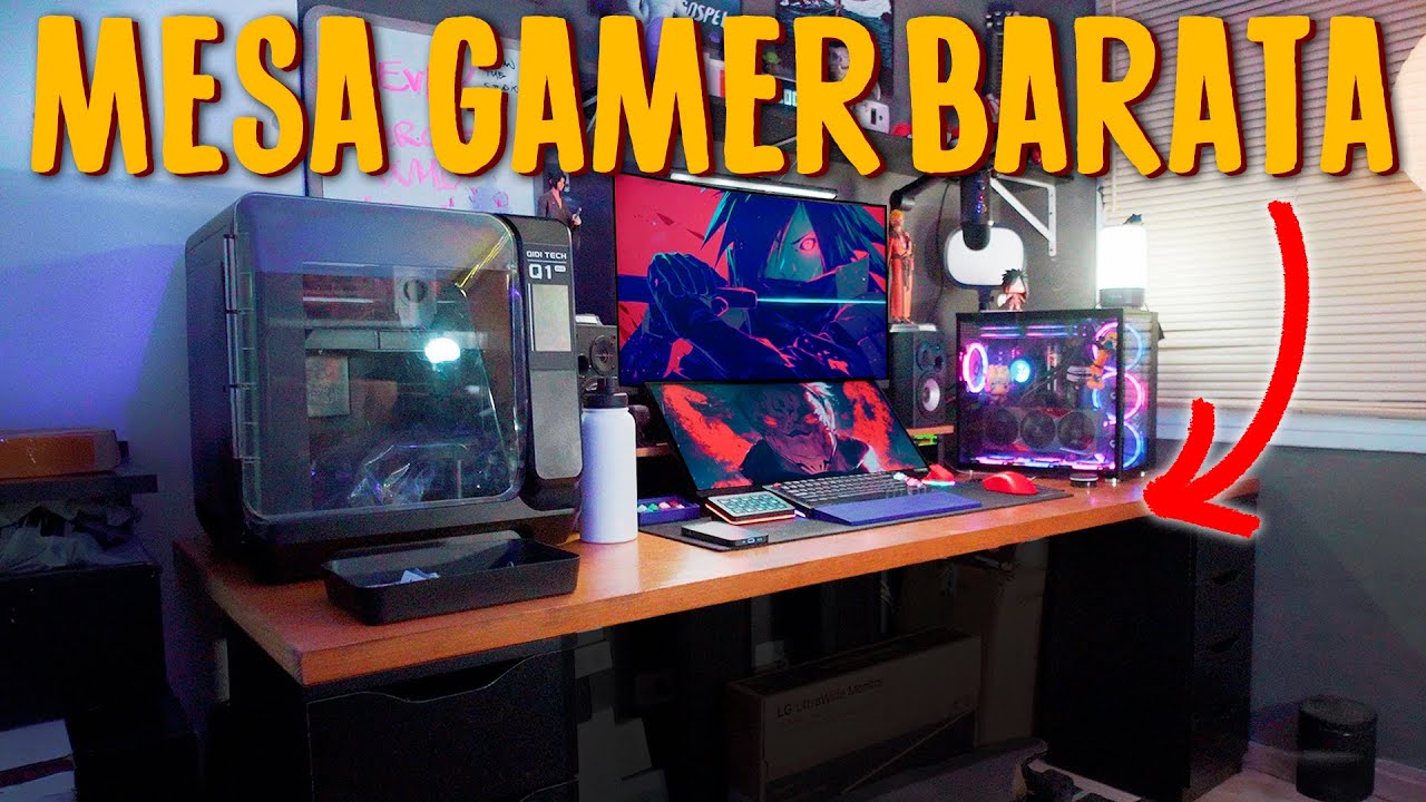Fiz minha MESA GAMER dos SONHOS gastando POUCO! | Mesa com GAVETEIROS BARATA