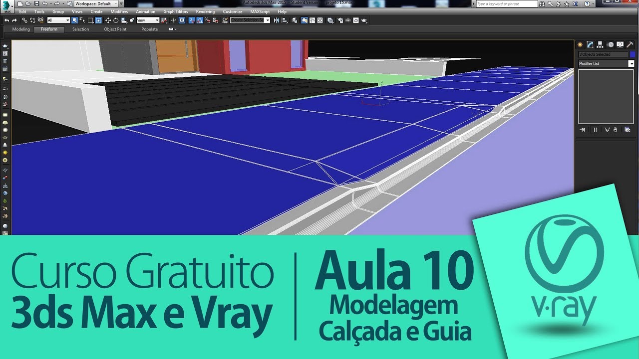 Modelagem de Calçada, Guia e Asfalto no 3ds Max | Aula 10 | Curso Gratuito de 3ds Max e Vray