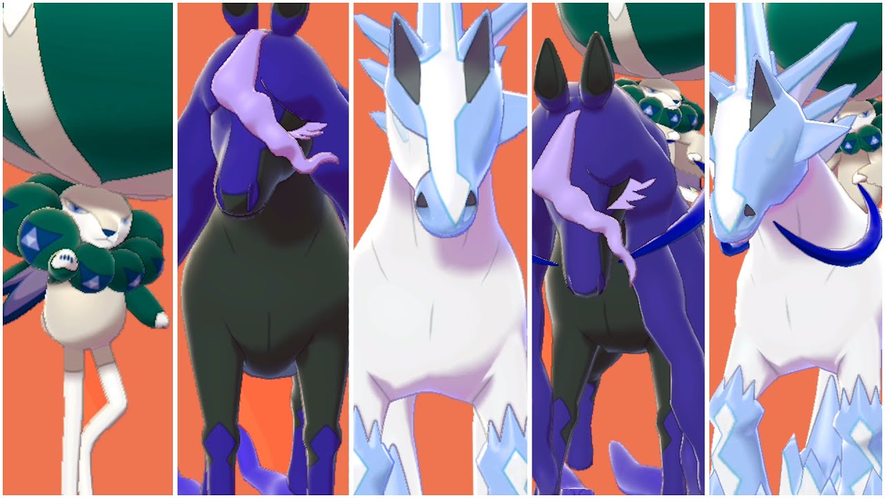 CALYREX FORMS FUSIONS TEAM! Calyrex Ice Rider & Shadow Rider, Glastrier, Spectrier Moveset Pokemon