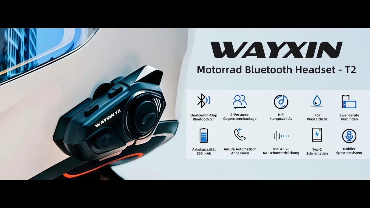 WAYXIN T2 Motorrad Intercom- Bluetooth-Pairing-Funktion