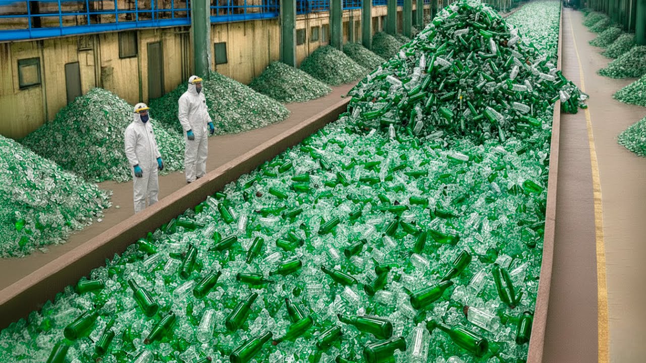 Come Milioni Di Bottiglie Di Vetro Vengono Riciclate Su Un&rsquo;enorme Linea Di Lavorazione
