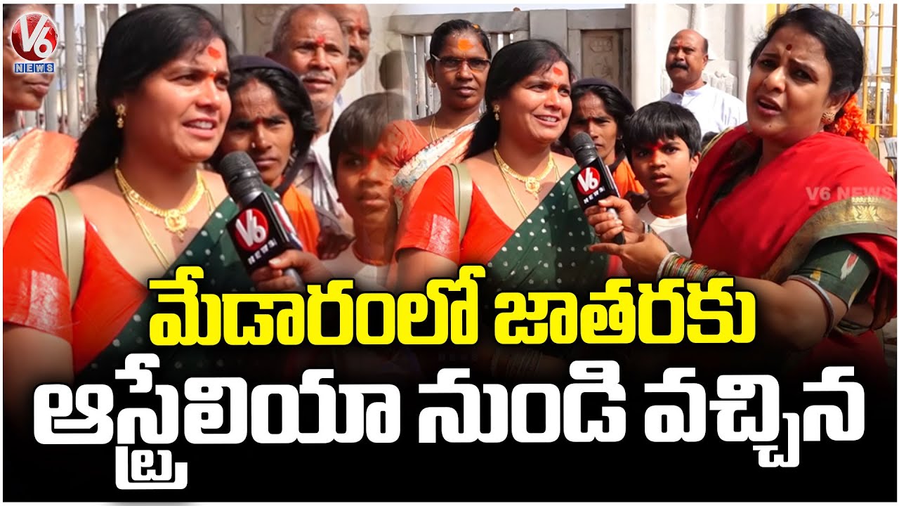 Devotee from Australia Arrives for Medaram Jatara  | Sammakka Saralamma Jatara | V6 News
