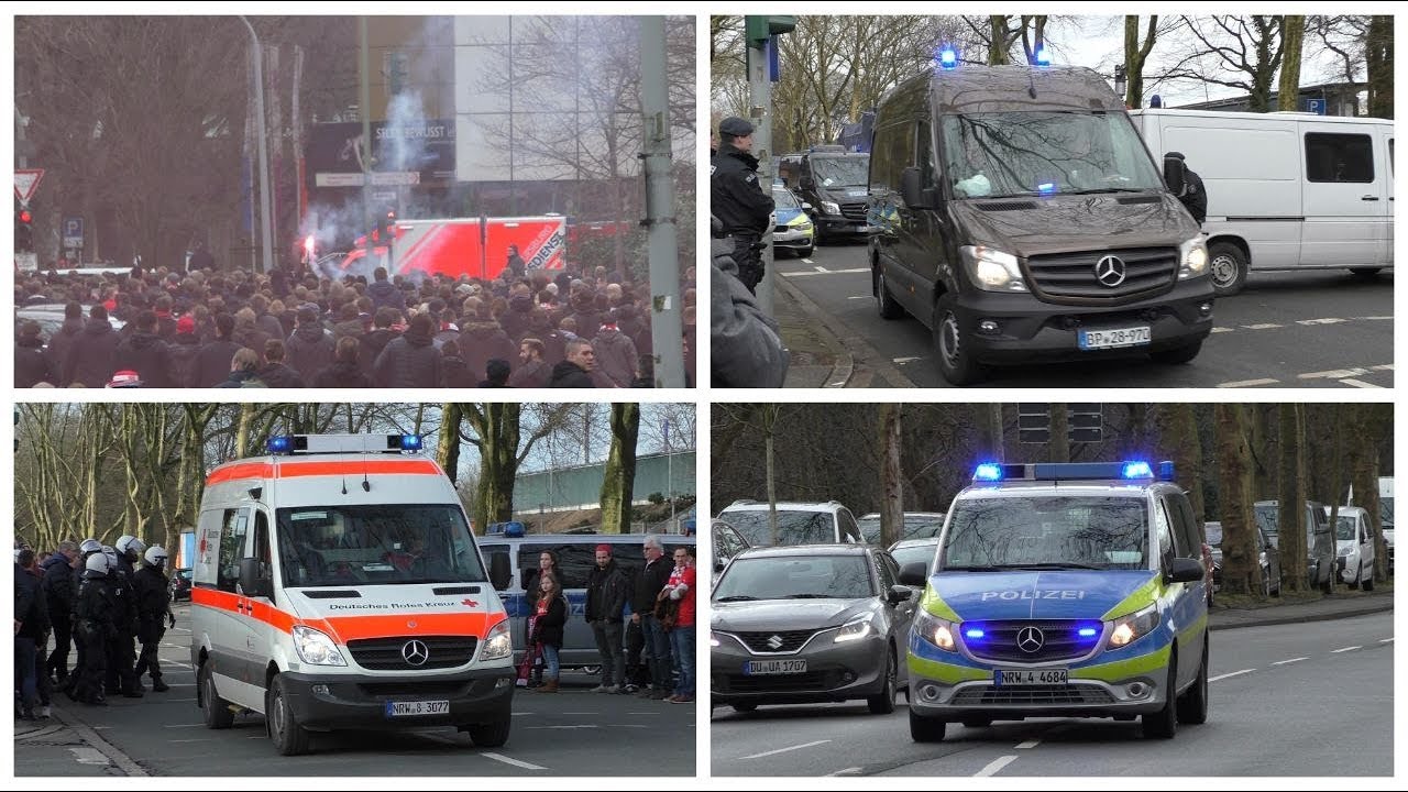 [Pyrotechnik, Ausschreitungen] Einsatzfahrten beim Problemspiel MSV Duisburg vs. Fortuna Düsseldorf