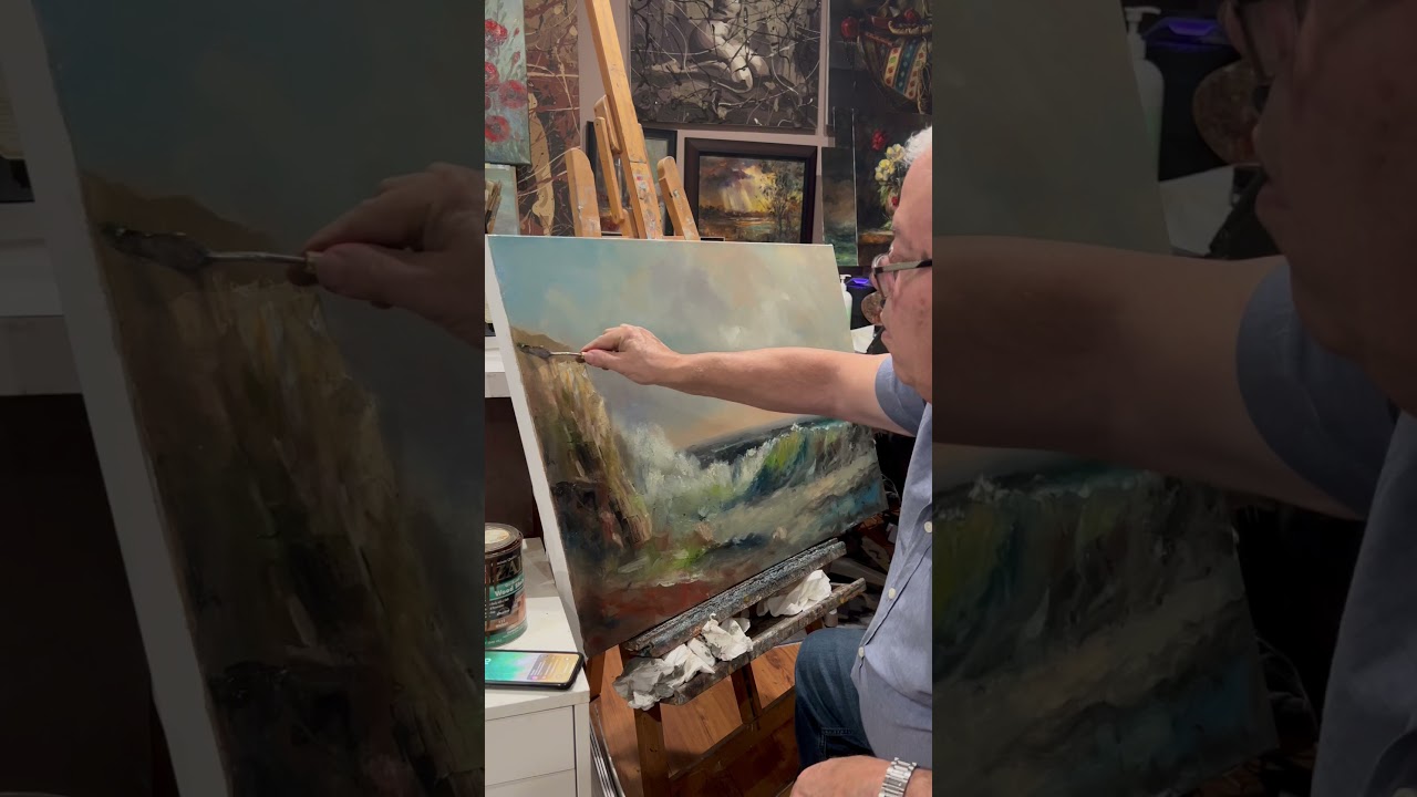 Waves by the Cliff 36x24 oil on canvas #oilpainting #paintingprocess #seascape #realism #oceanart