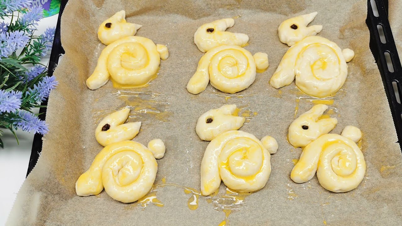Osterhasen aus Quark-Öl-Teig, fluffiger, weicher Teig mit viel Quark einfaches Rezept