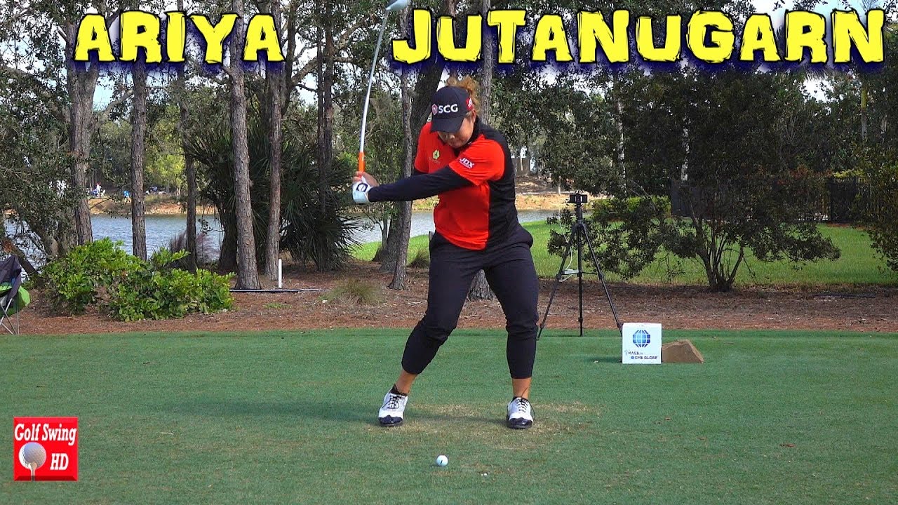 ARIYA JUTANUGARN SLOW MOTION FACE ON FAIRWAY WOOD GOLF SWING 1080 HD