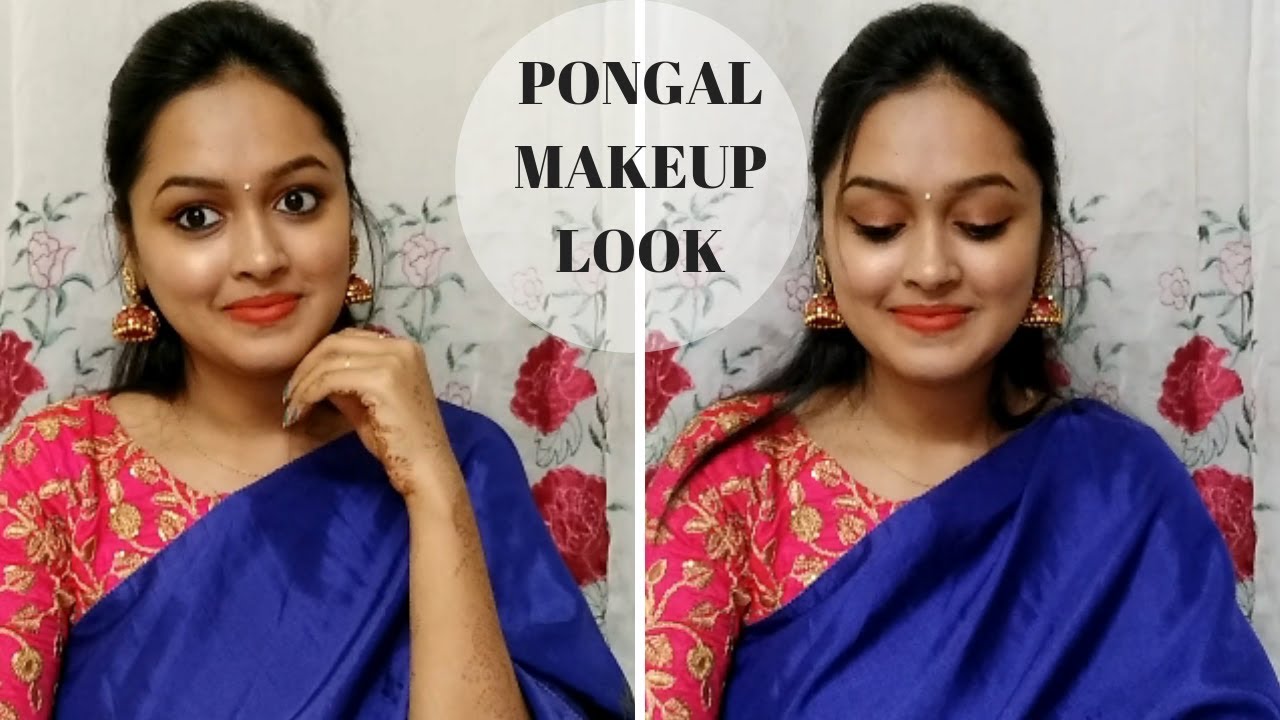 Pongal 2019 makeup look for beginners | Makarasankranti look | Traditional festival makeup look