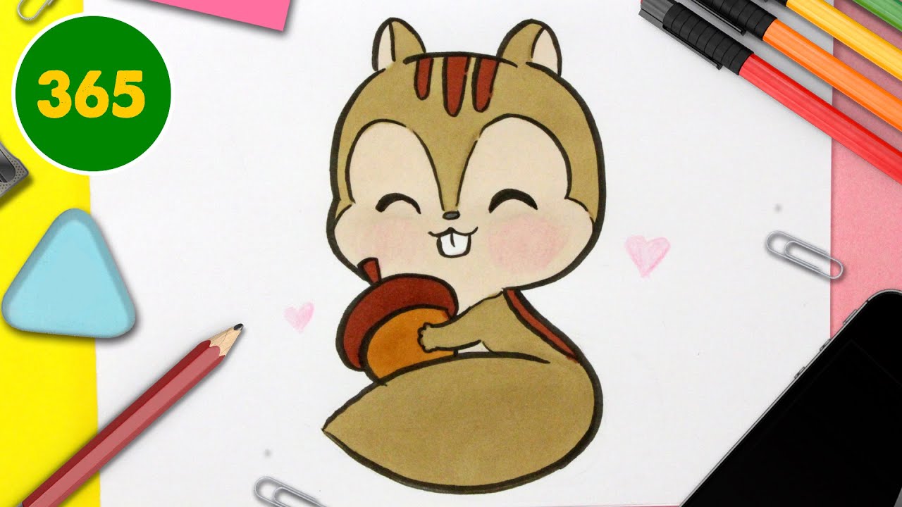 COME DISEGNARE SCOIATTOLO KAWAII - Come disegnare animali