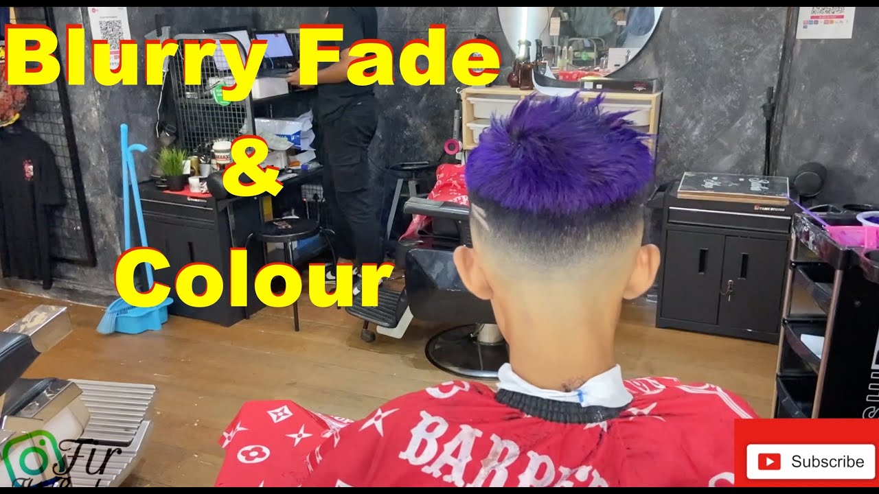 Blurry Fade haircut with hair colour