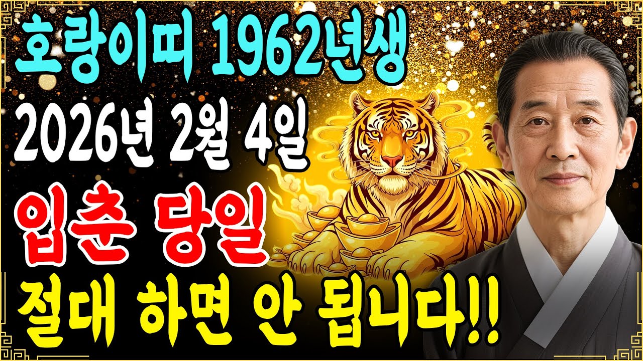 2026년 2월 4일 입춘 이후, 1962년생 호랑이띠는 절대 이것을 피하세요! 그렇지 않으면 말년 운이 급격히 흔들릴 수 있습니다. #재물운 #띠별운세 #임인년1962