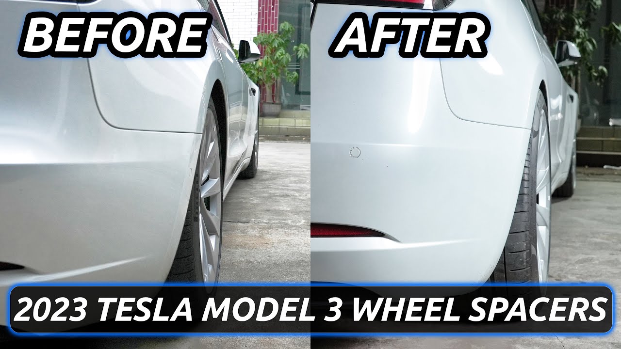 2023 Tesla Model 3 1-inch Wheel Spacers Before and After | BONOSS Best Aftermarket Car Accessories
