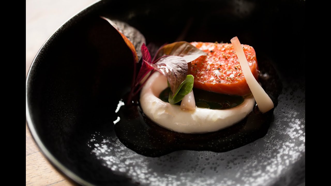 The Art of Plating: Tender Salmon With Watercress, Horseradish, and Pickled Onion