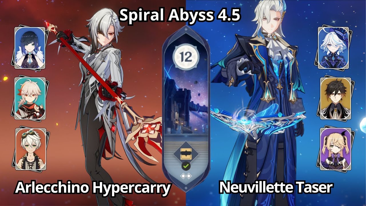 C0 Arlecchino Hypercarry & Neuvillette Taser - Spiral Abyss 4.5 Floor 12 Genshin Impact