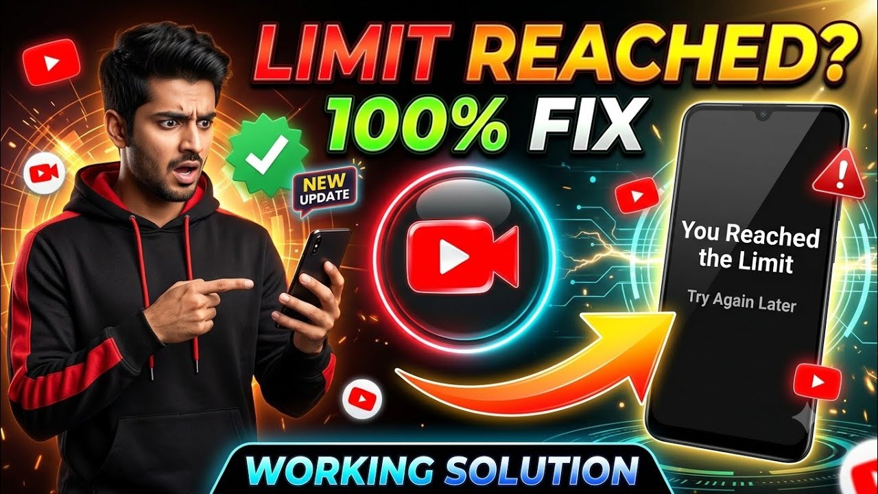 YouTube Create You've Reached the Limit Try Again Later Fix 😳 | AI Limit Error Solution 2026