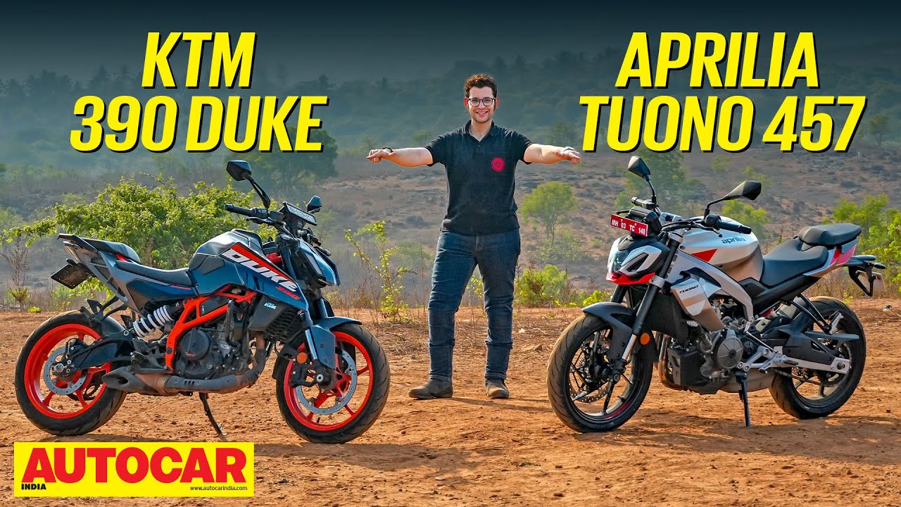 KTM 390 Duke vs Aprilia Tuono 457 - Face Off!  | Comparison | Autocar India